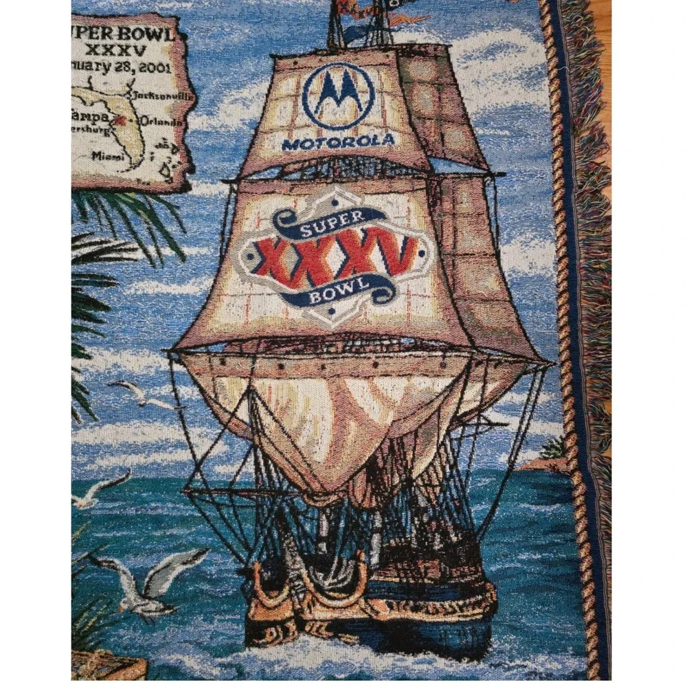 Vintage Super Bowl XXXV 2001 Woven Tapestry Throw Blanket by Northwest Co 48x58